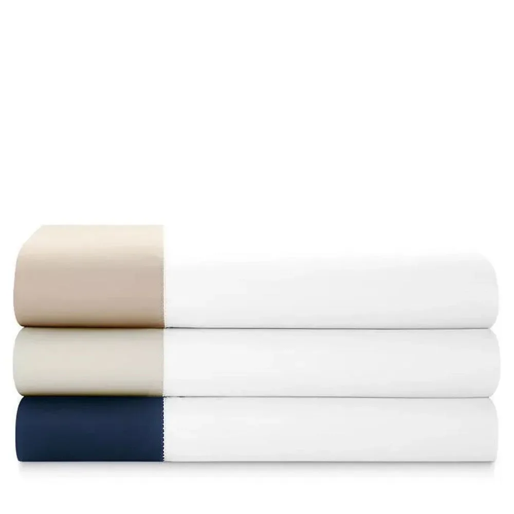 Ralph Lauren RL Organic Sateen Border Twin Flat Sheet Costal Sand